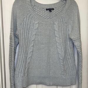 American Eagle Bluish Gray Knit Retro Cable Knit Y2k Sweater size Medium